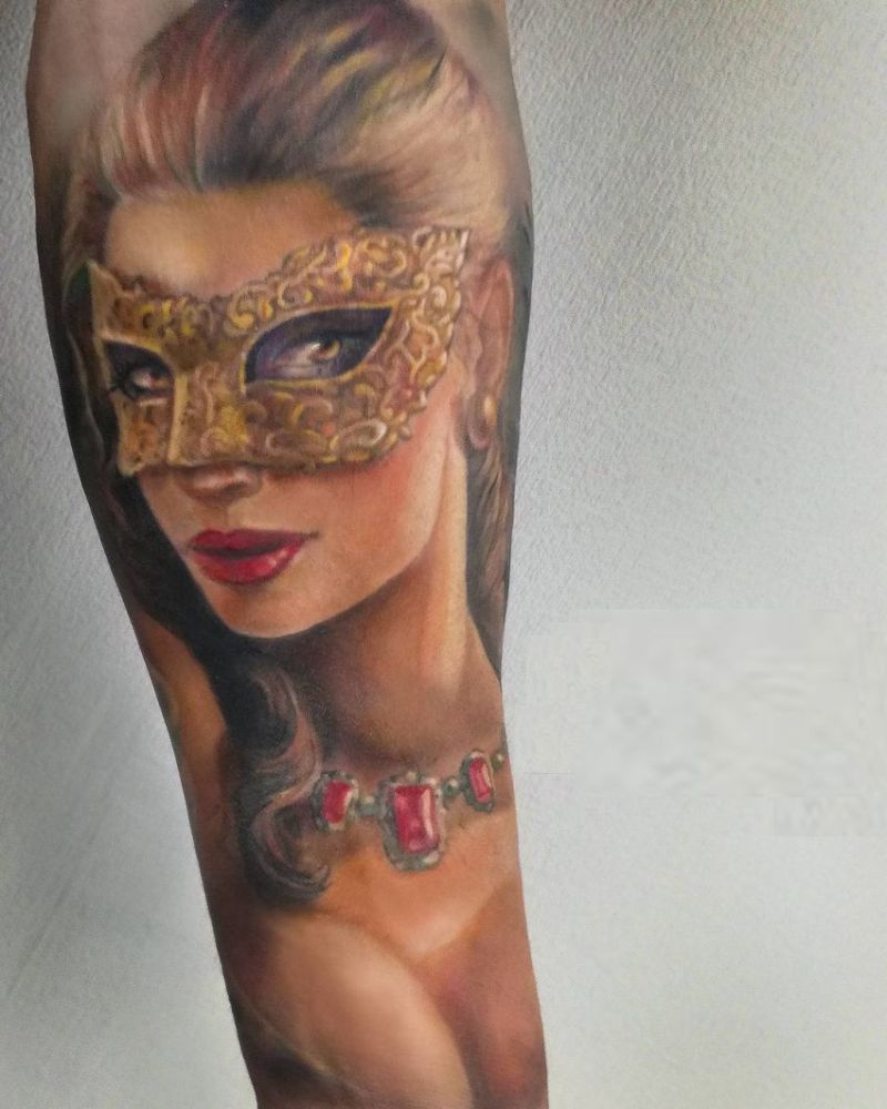 30 Lovely Venetian Mask Tattoos to Celebrate Carnival  Tattoo for a week