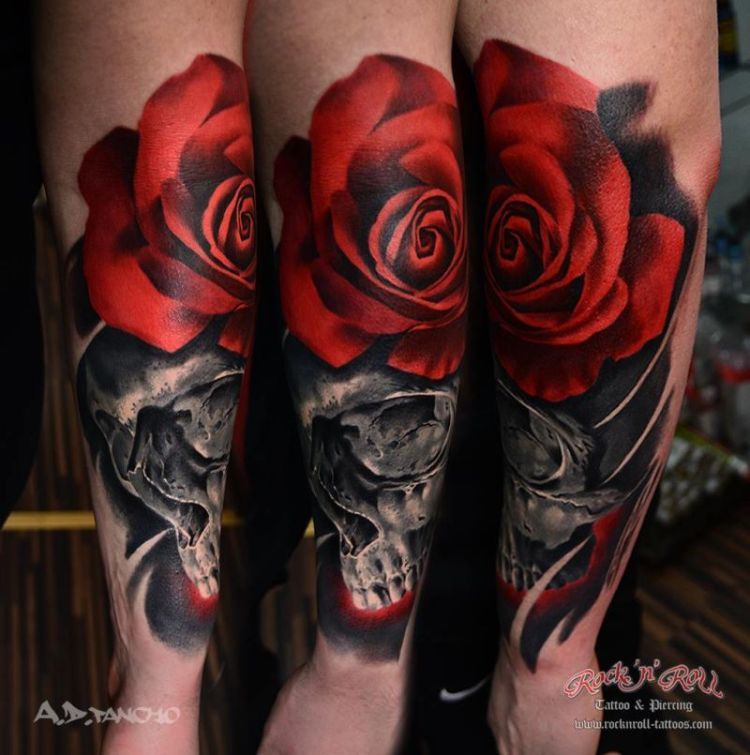 Photo - Face and Skull tattoo by A.d. Pancho | Photo 27447 | Skull sleeve  tattoos, Arm tattoos for guys, Filigree tattoo