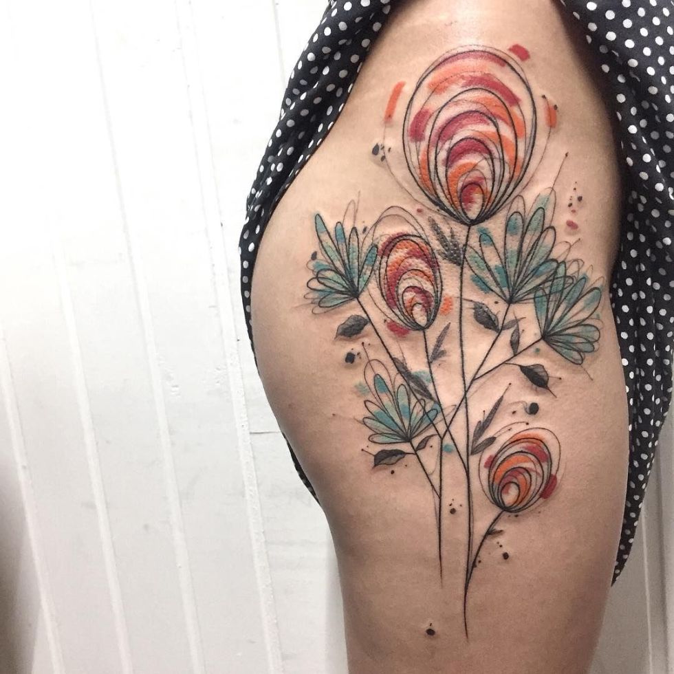 Colorful and Sketchy Tattoos By Felipe Mello