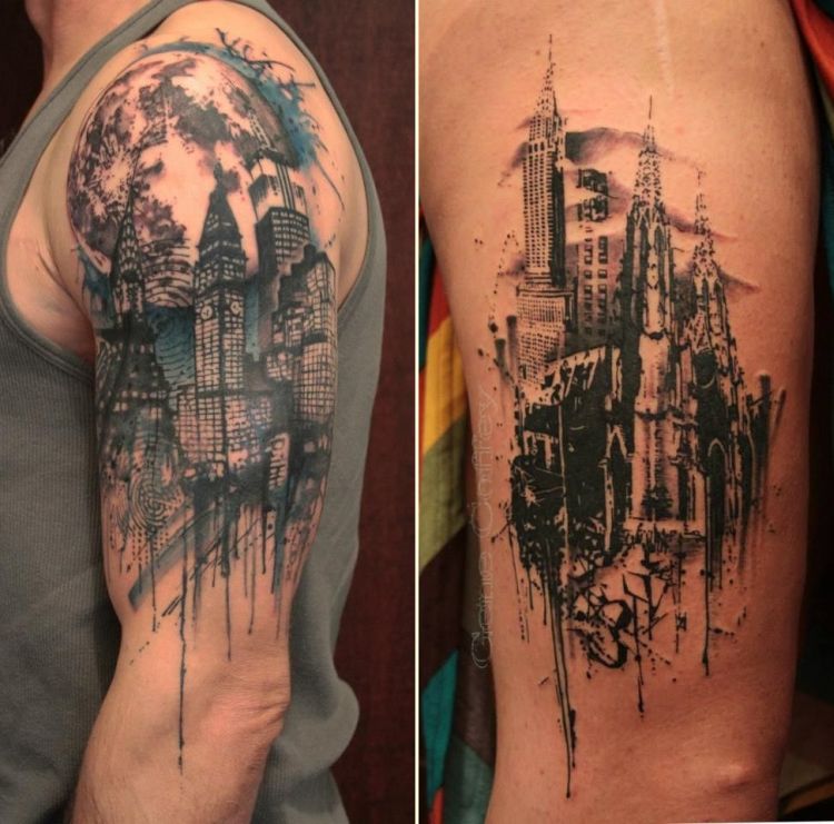 60 New York Skyline Tattoo Designs For Men  Big Apple Ink Ideas