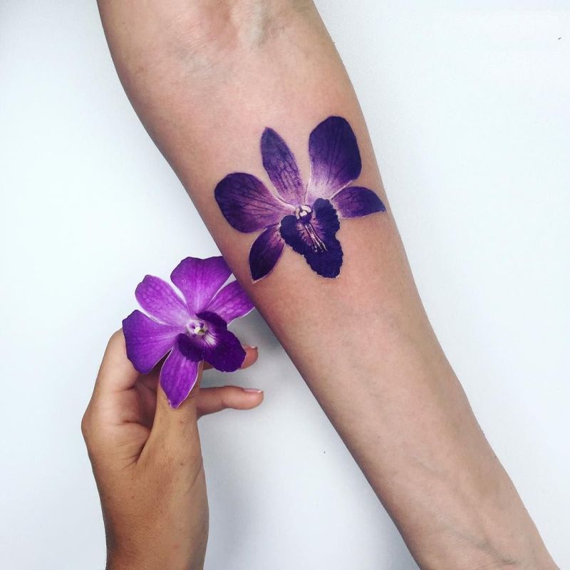 violet watercolor tattoo