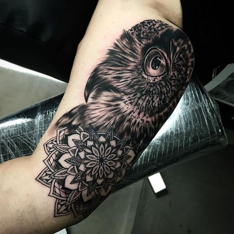 Image result for owl mandala tattoo  Owl tattoo design Floral tattoo  sleeve Sleeve tattoos