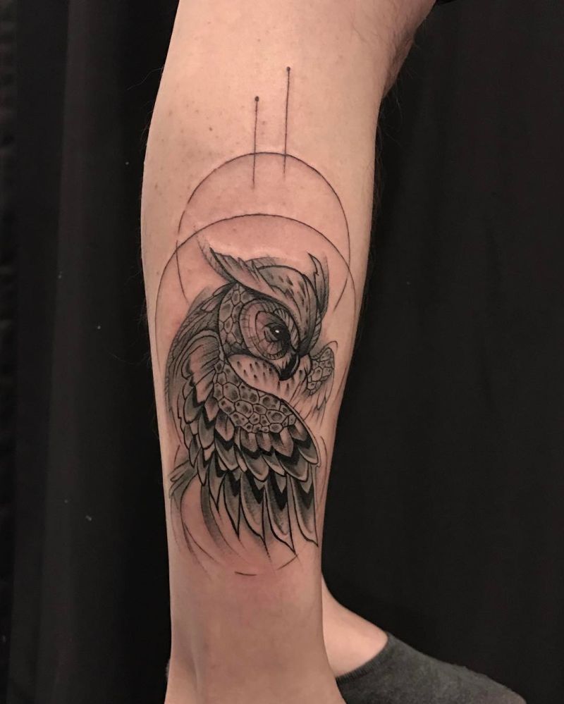 Owl and Moon tattoo by Robert Pavez Tattoo  Post 22047