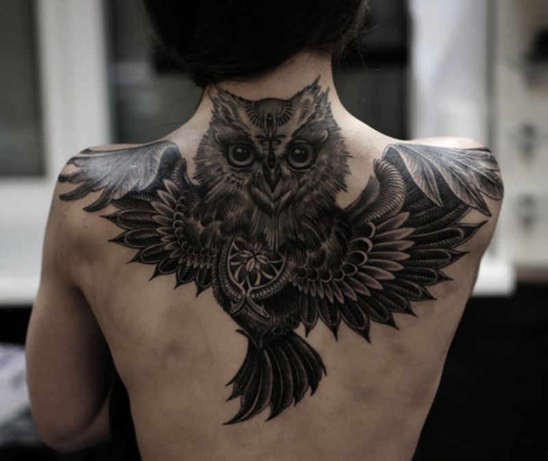owl tattoos on leg