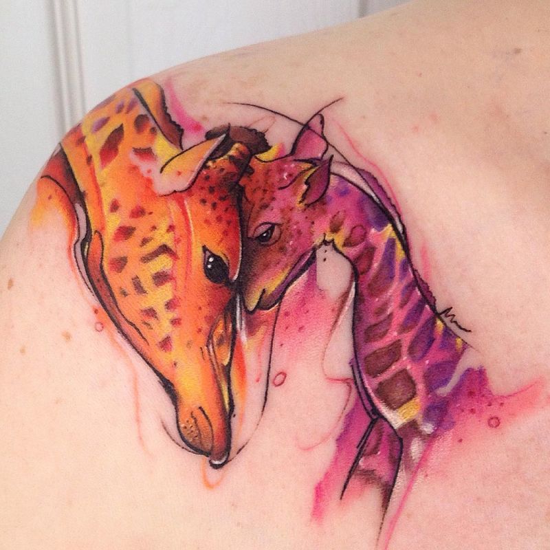 watercolor tattoos by Adrian Bascur