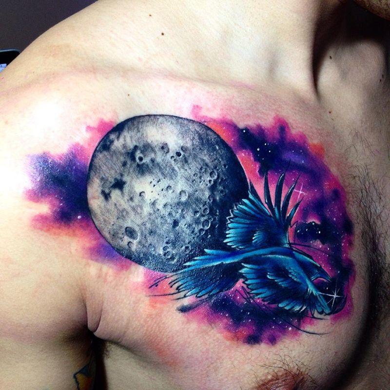 galaxy watercollor tattoo