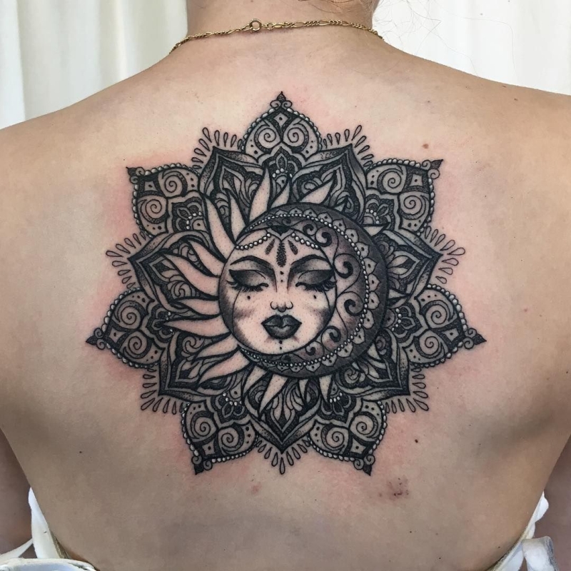 beautiful sun and moon tattoo