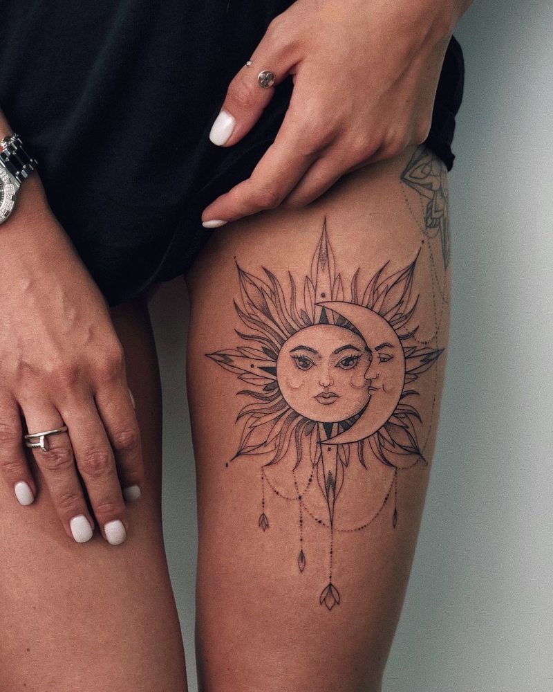 awesome sun and moon tattoos