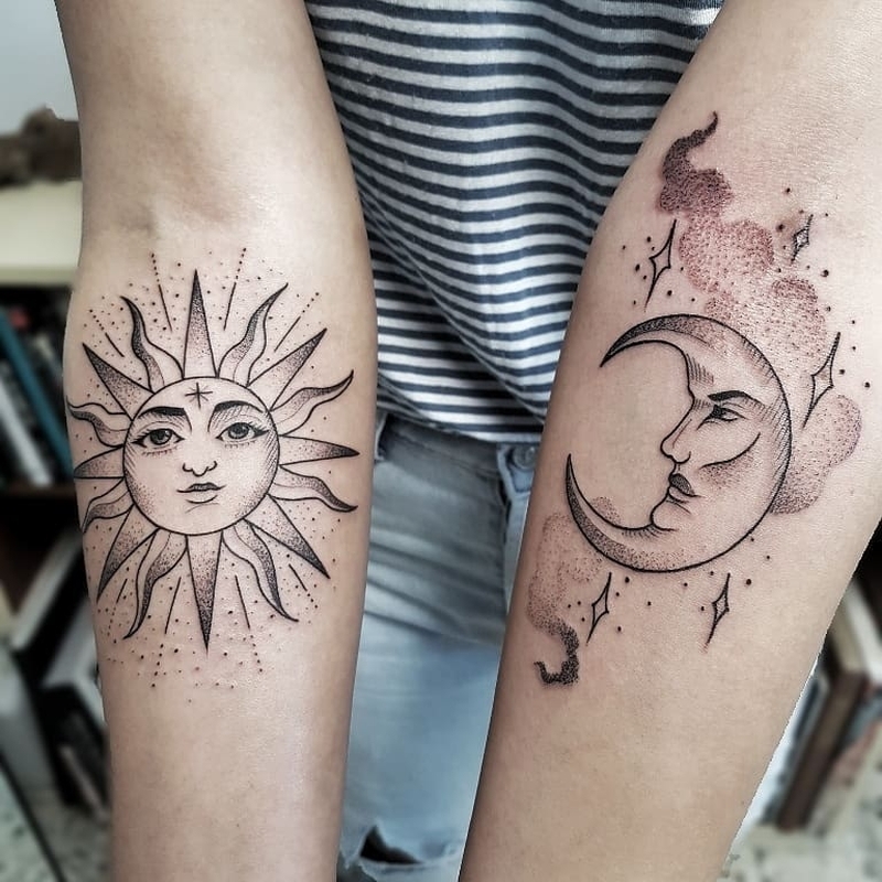 couple sun and moon tattoo @fernxndojrtatts 3w - KickAss Things