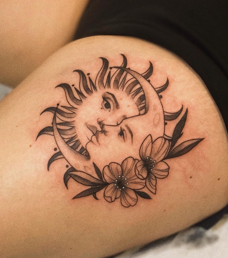 best sun and moon tattoos