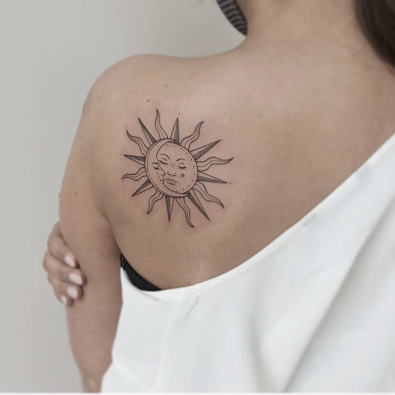 awesome sun moon tattoo @martaostrowska.art 3