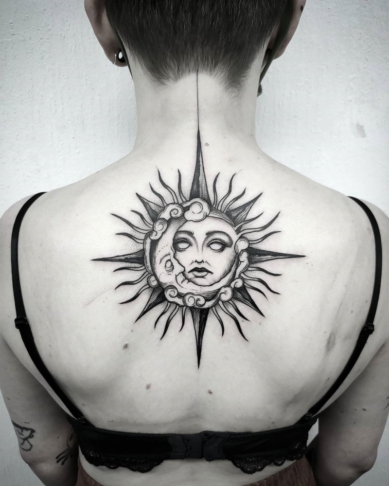 cool sun & moon tattoos