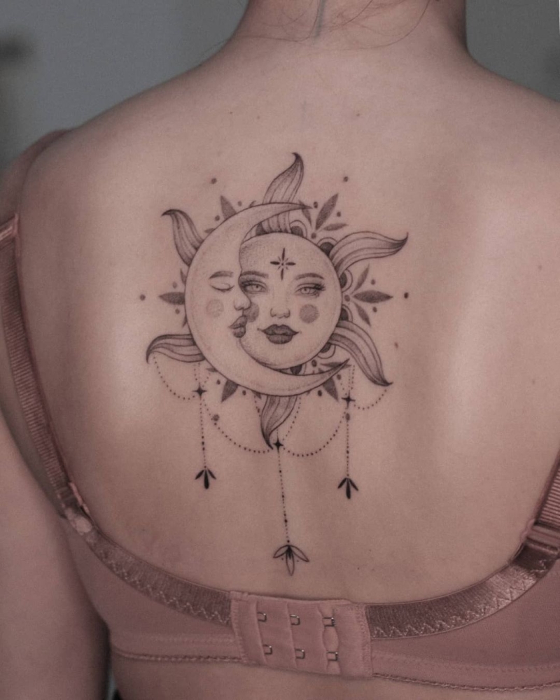 beautiful sun & moon tattoos
