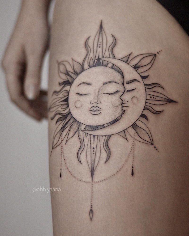 best sun and moon tattoos