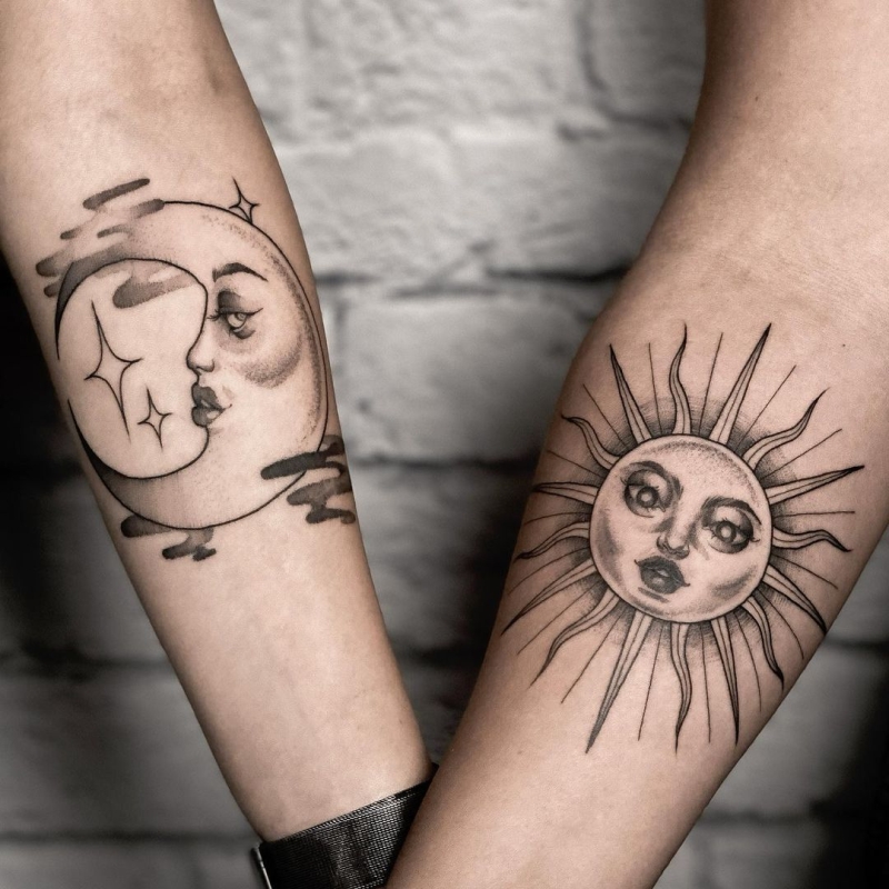 sun and moon tattoo for couples