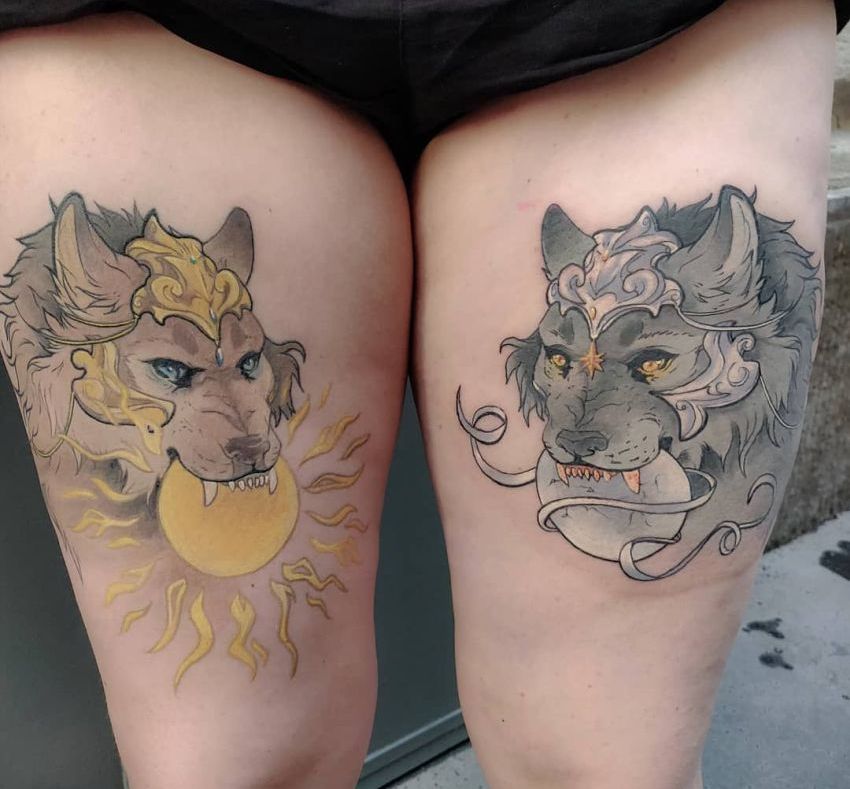 Lion eating the sun by Vanpira  vanpriegonova  Medieval tattoo Classic  tattoo Body art tattoos