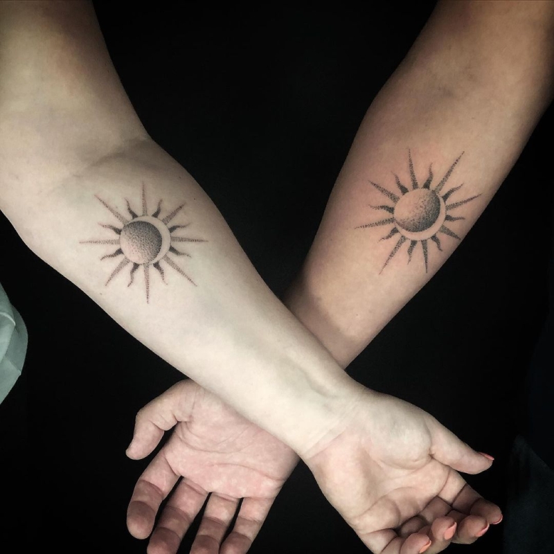 couple sun and moon tattoo