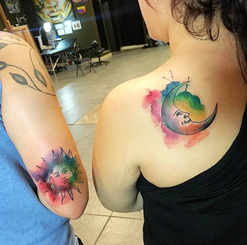 moon and sun tattoo for sisters - KickAss Things