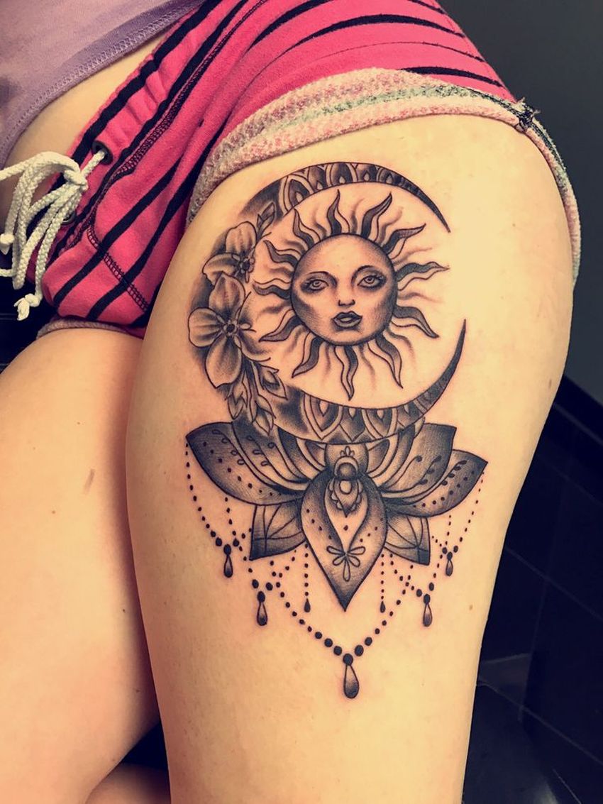 Sun  Moon by Lisa Samhain at Nightchild Tattoo in Munich Germany  r tattoos