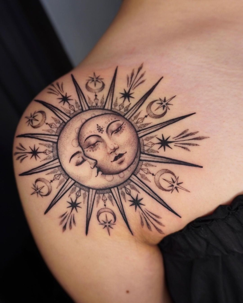 50 Meaningful and Beautiful Sun and Moon Tattoos - KickAss Things