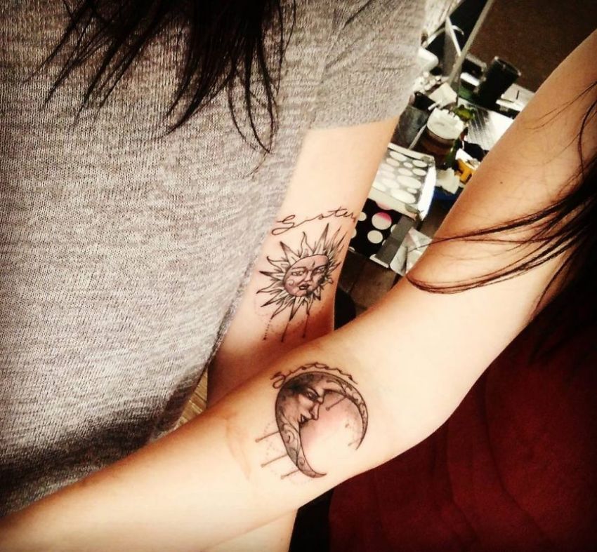 sun and moon best friends tattoo (1) - KickAss Things.