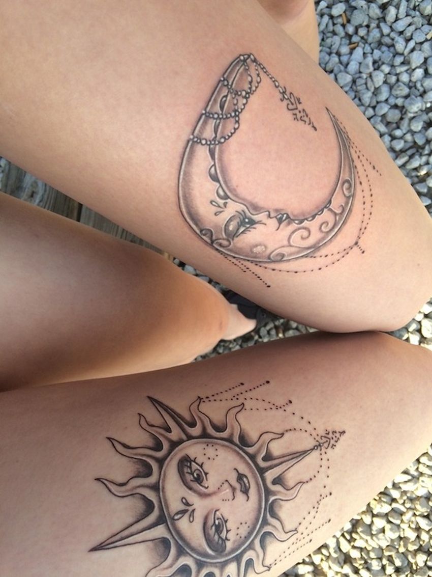 sun and moon best friends tattoo - KickAss Things.