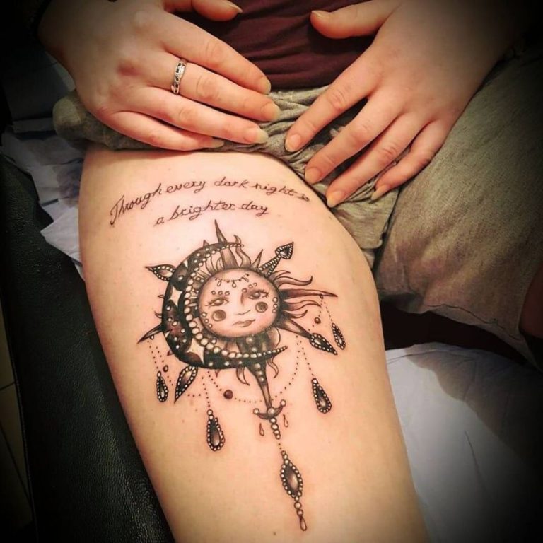 50 Meaningful and Beautiful Sun and Moon Tattoos - KickAss Things