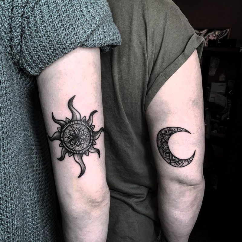 sun and moon tattoo for sisters