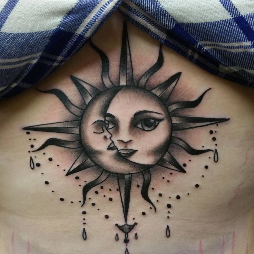 Half Sun Half Moon Tattoo / What Does Sun And Moon Tattoo Mean