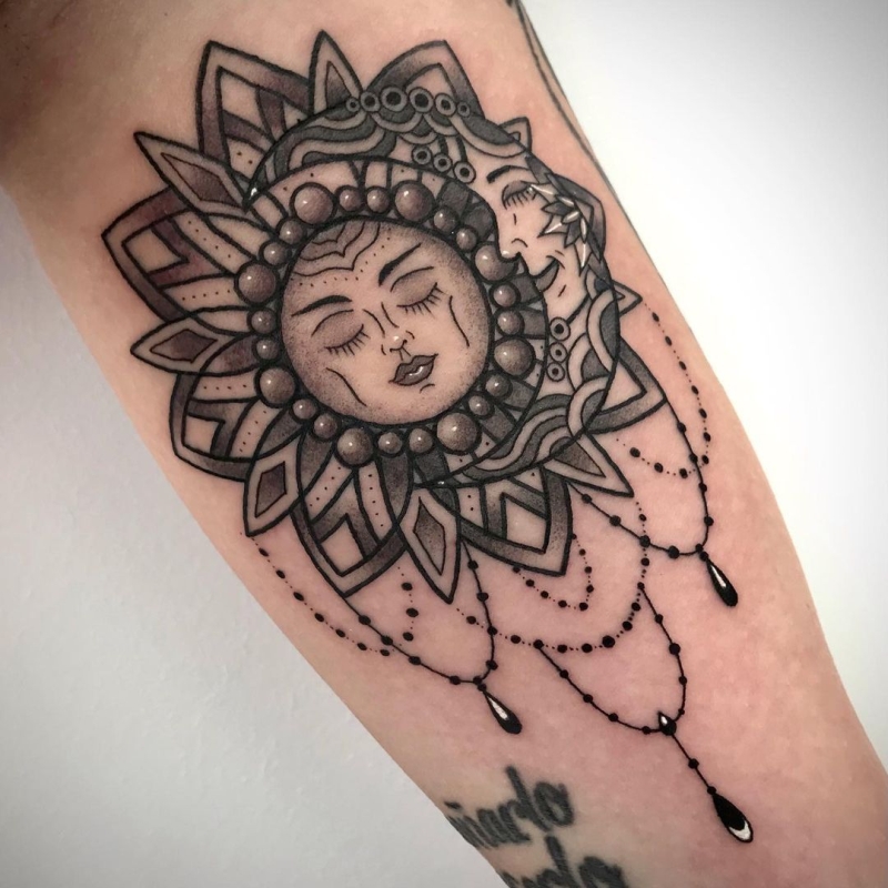 best sun & moon tattoos