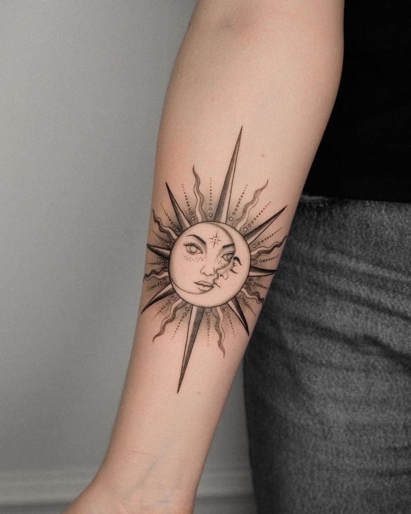 25 Attractive Sun And Moon Tattoo Design Ideas with Meanings