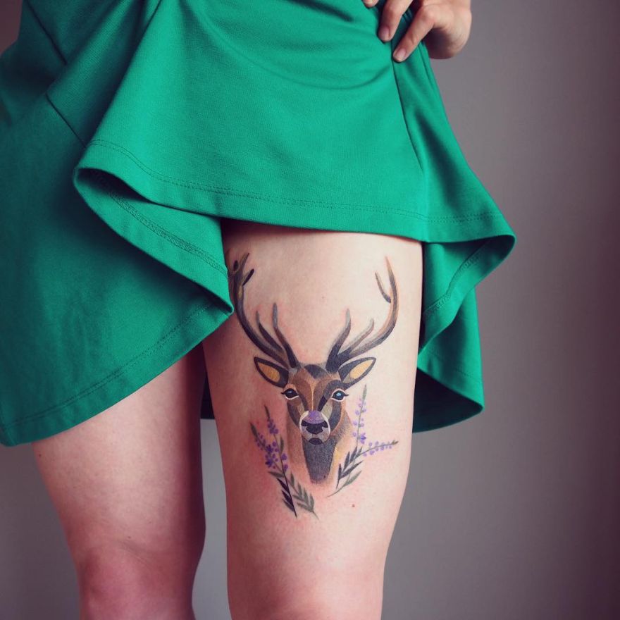 deer tattoo by Sasha Unisex