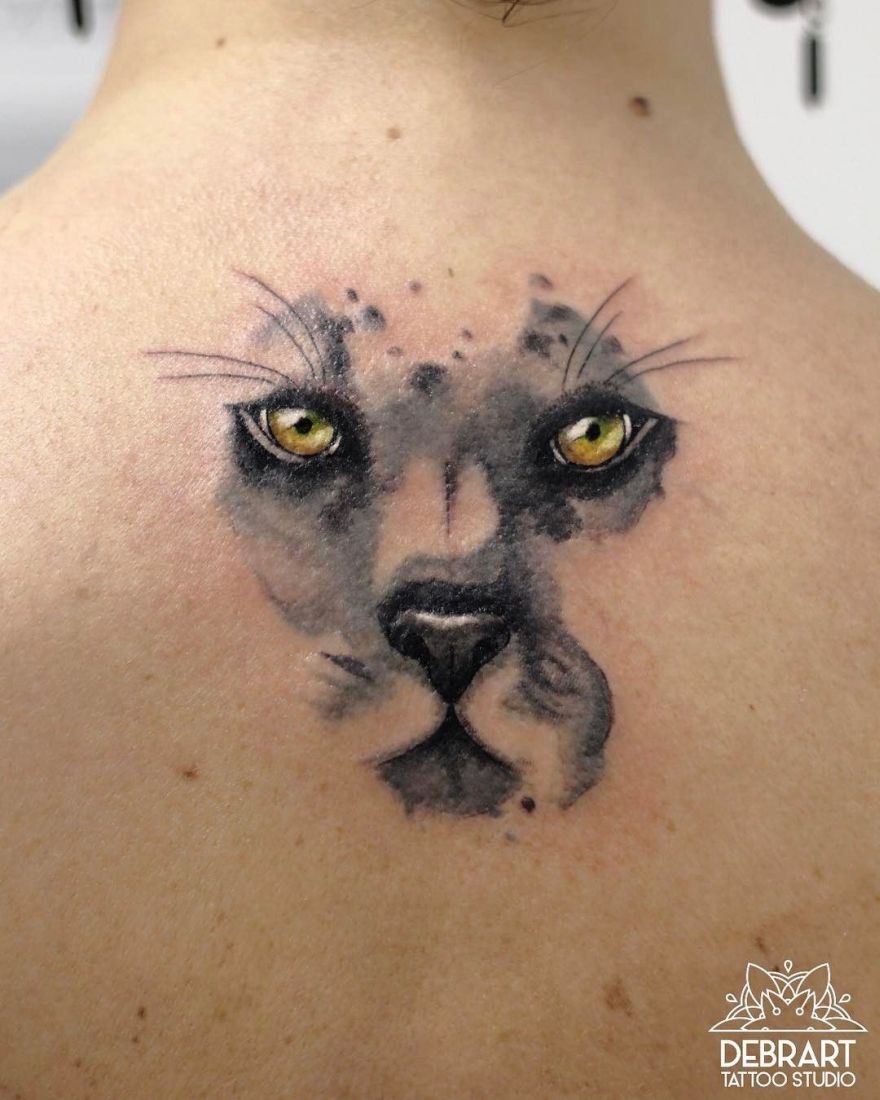 watercolor cat tattoo