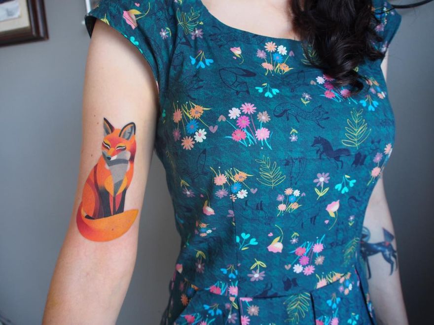 watercolor fox tattoo