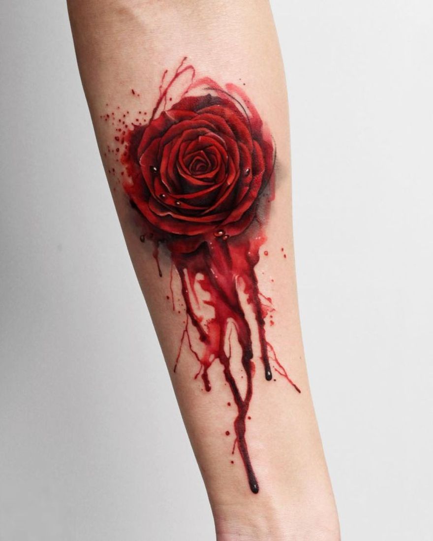 watercolor rose tattoo