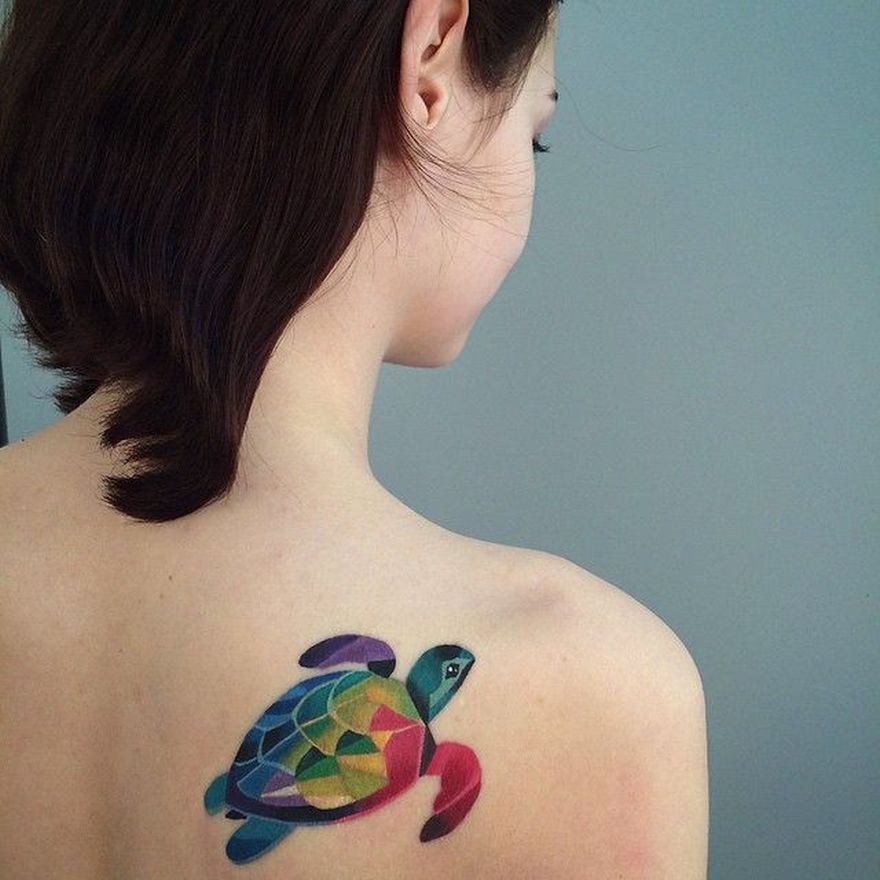 watercolor turtle tattoo