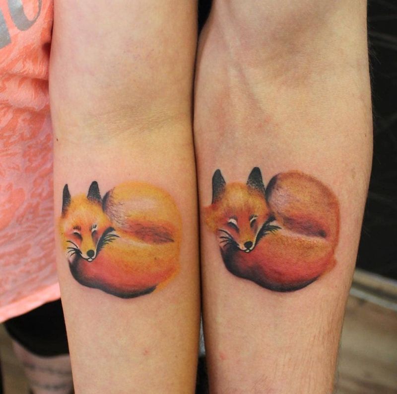 couple fox tattoo