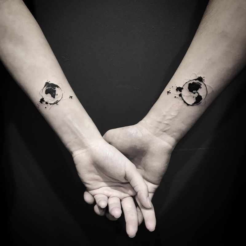 couples penguin tattoo