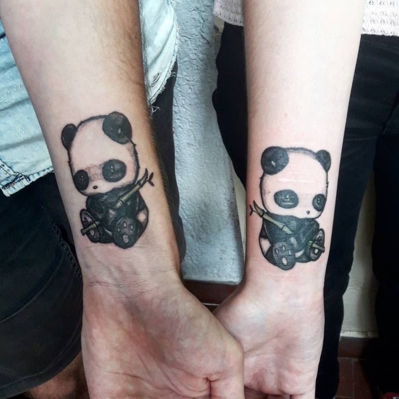 cute panda couple tattoo - KickAss Things