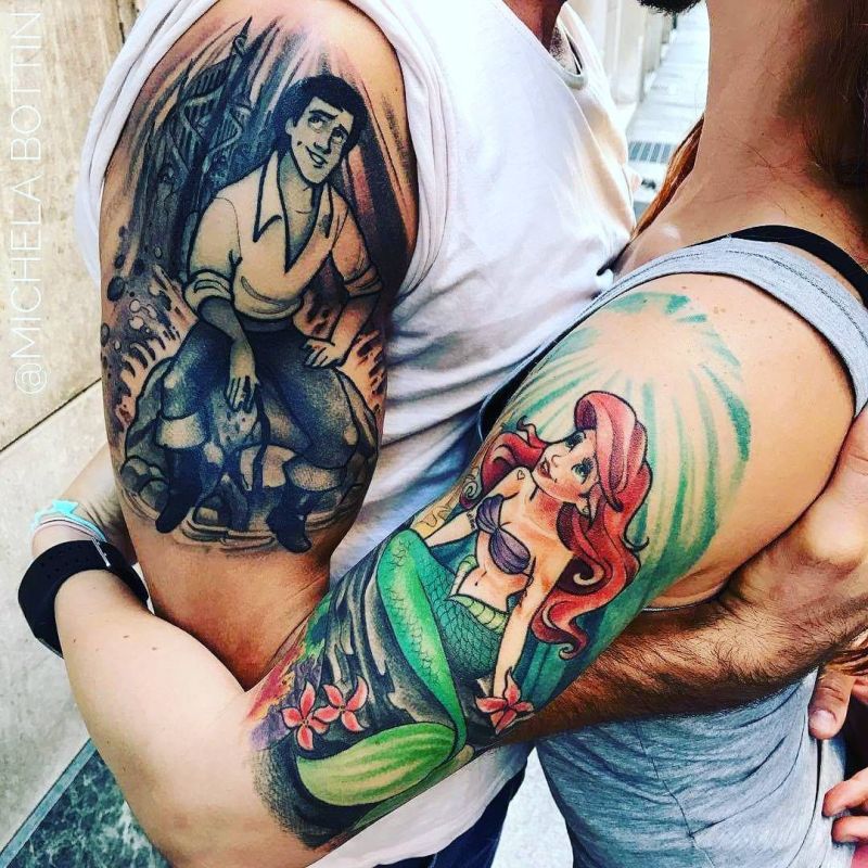 100 Disney Couple Tattoos That Prove Fairy Tales Are Real  Disney couple  tattoos Couple tattoos love Mickey tattoo