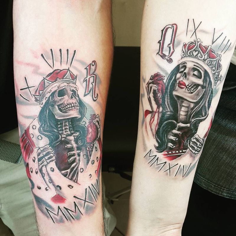 king & queen couple tattoo