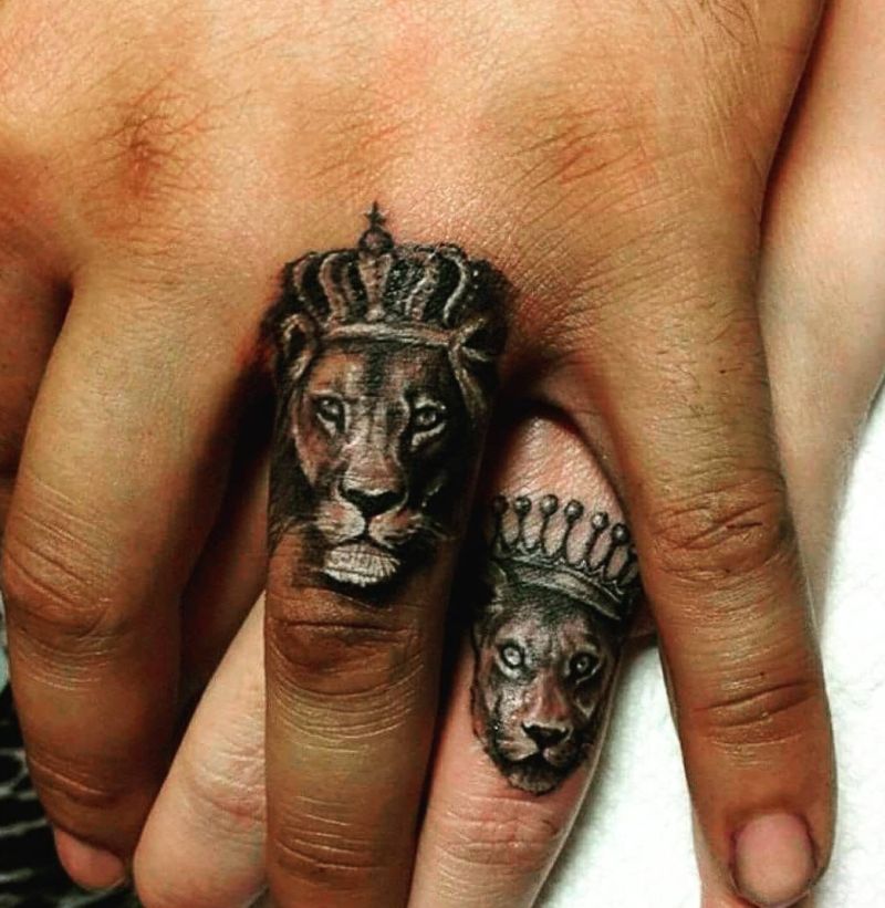 lion and lioness couple tattoos