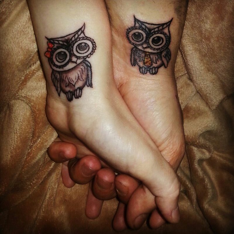 Tattoo couple Owl  Key tattoo designs Maching tattoos Matching tattoos