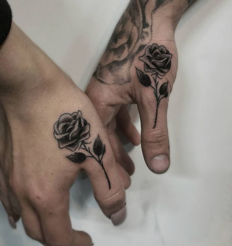 Tattoo tagged with flower small matching jin matching tattoos for  couples tiny love rose ifttt little red nature couple  experimental other fine line line art tricep rib  inkedappcom