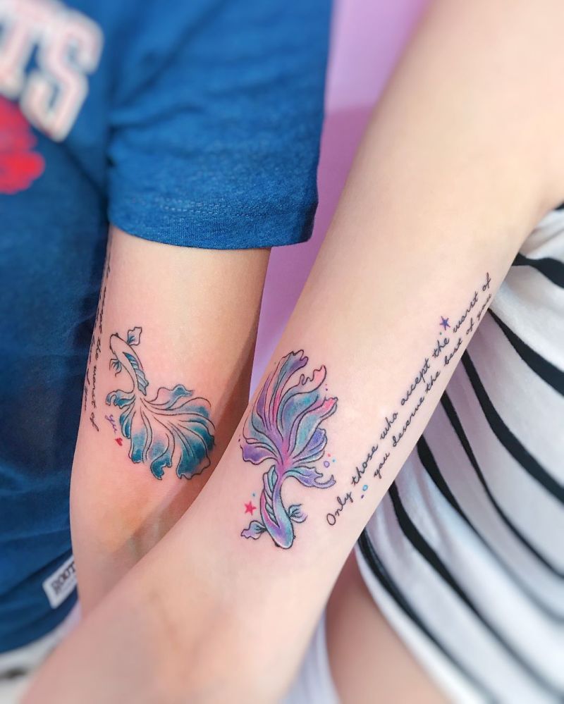 watercolor couple tattoo