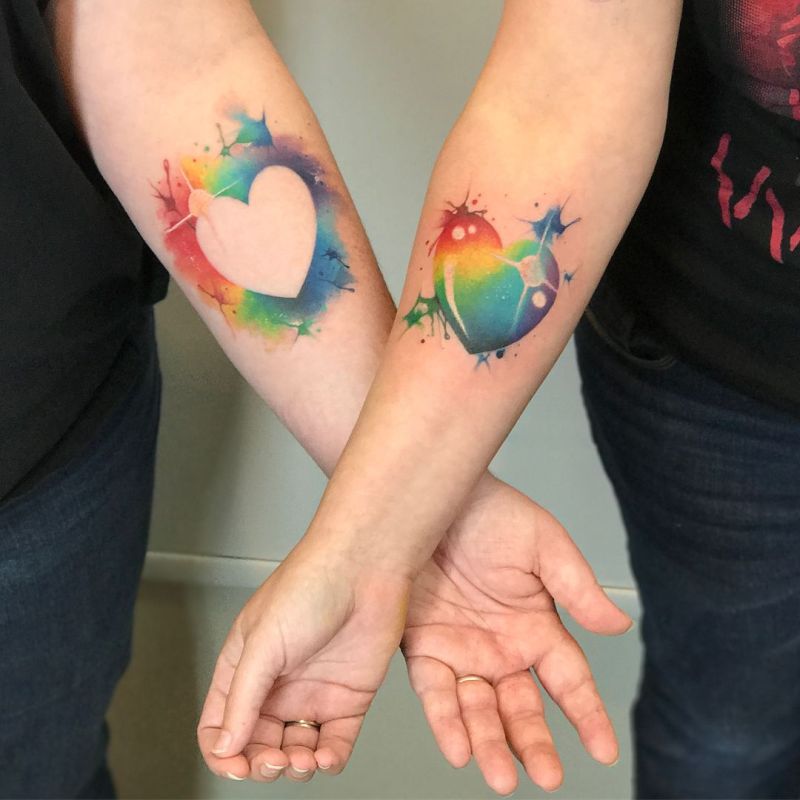 heart couple tattoo