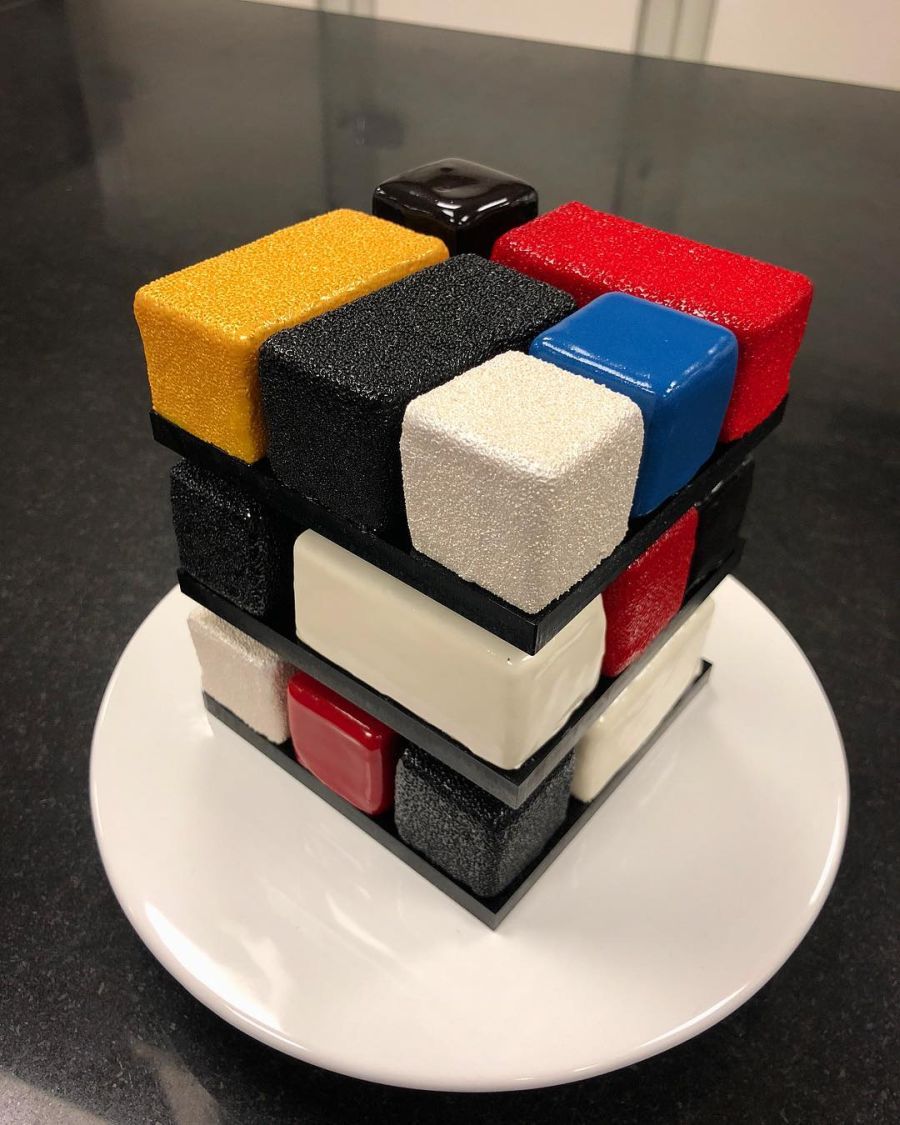 almost too beautiful to eat - Rubik Cube Cake by Cedric Grolet