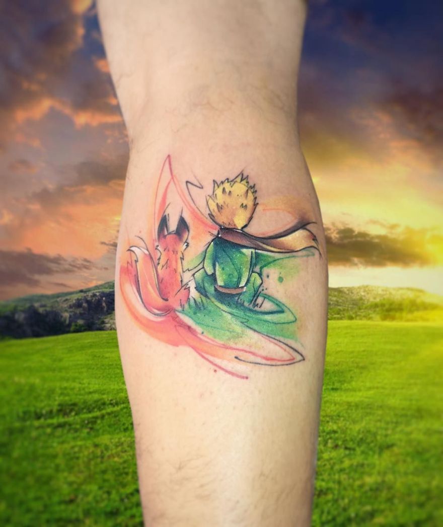 Minimalist The Little Prince tattoo on the shoulder