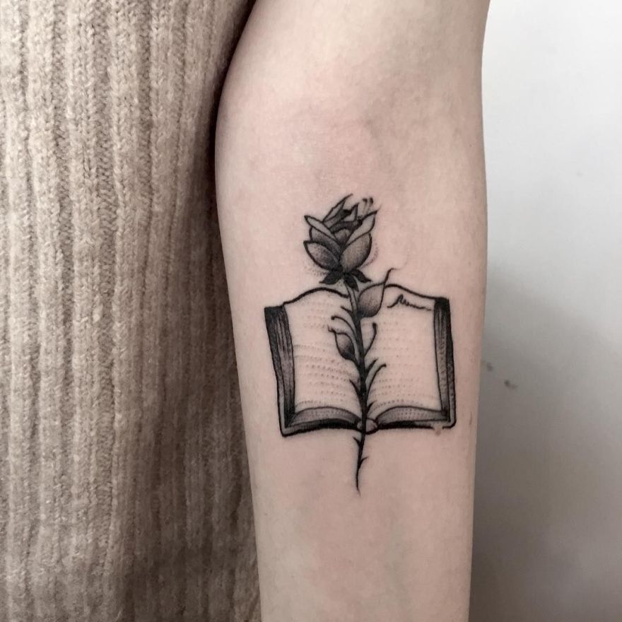 Buy Wildflower Romance Open Book Temporary Tattoo Floral Bookish Online in  India  Etsy