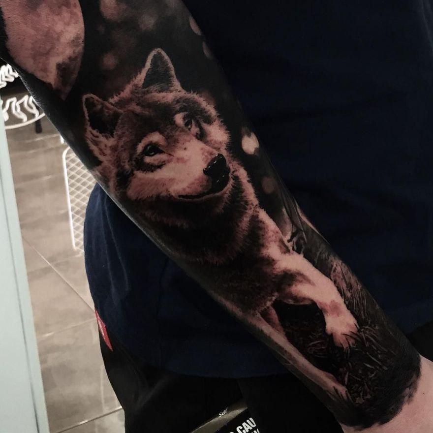 Realism Wolf Tattoo Idea  BlackInk